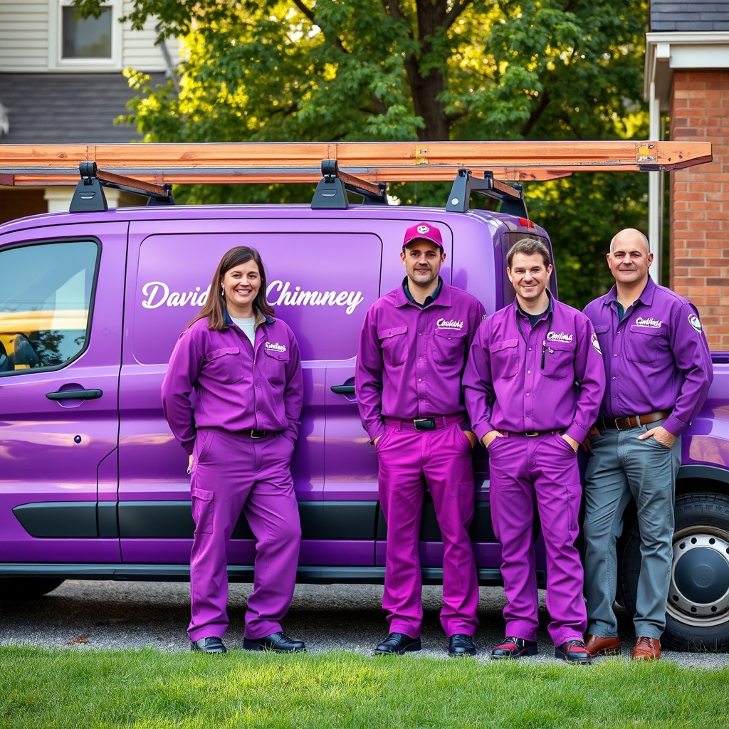 Davids Chimney — professional Chimney Sweep in Brooklyn, our branded team and work van — Chimney Sweep near me